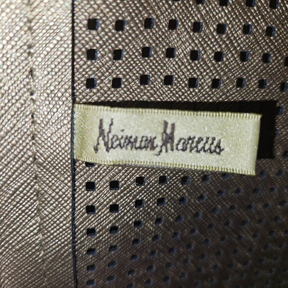 Neiman Marcus Perforated Scallop Navy Tote ~ Like New - Picture 5 of 5